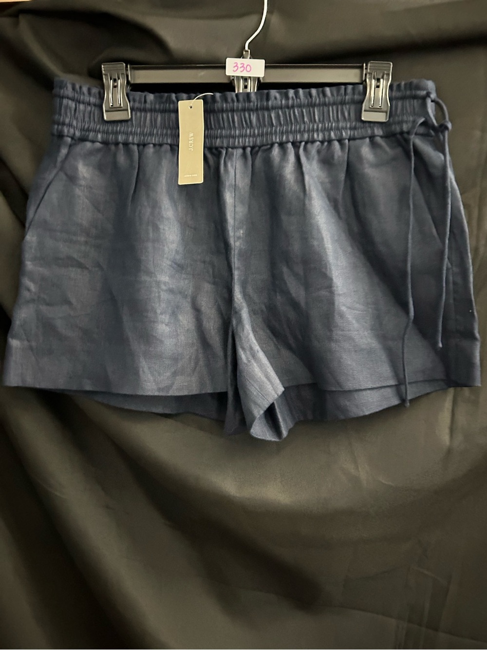 J. Crew Women’s Navy High-Waist Elastic Pull-On Linen Shorts SM NWT